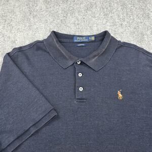 Polo Ralph Lauren Shirt Mens XL Blue Classic Fit Cotton Polo Flesh Pony Logo